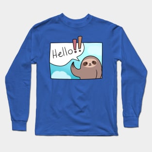 Hello!! Waving Sloth Comic Panel Long Sleeve T-Shirt